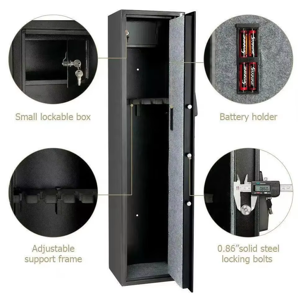 Classic cheap steel gun safe wholesale 4 5 holders with small cabinet wall mounted hidden gun safes cabinet factory
