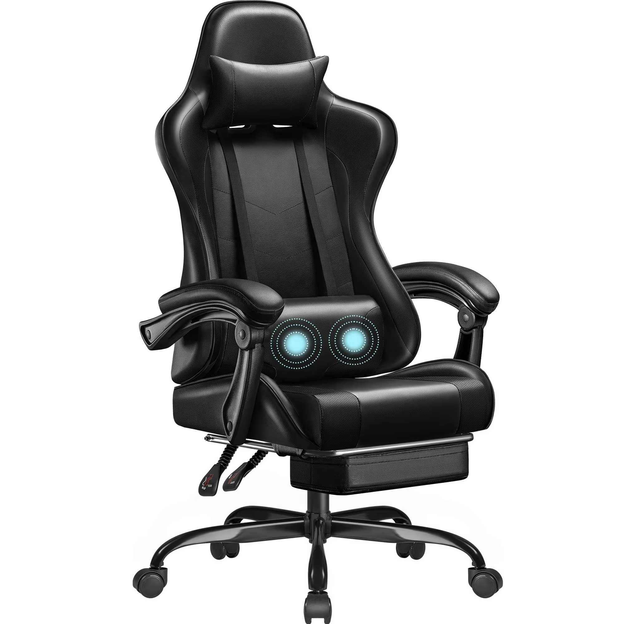 product factory price pc computer gaming chair pu leather silla gamer massage racing game chair with footrest-2