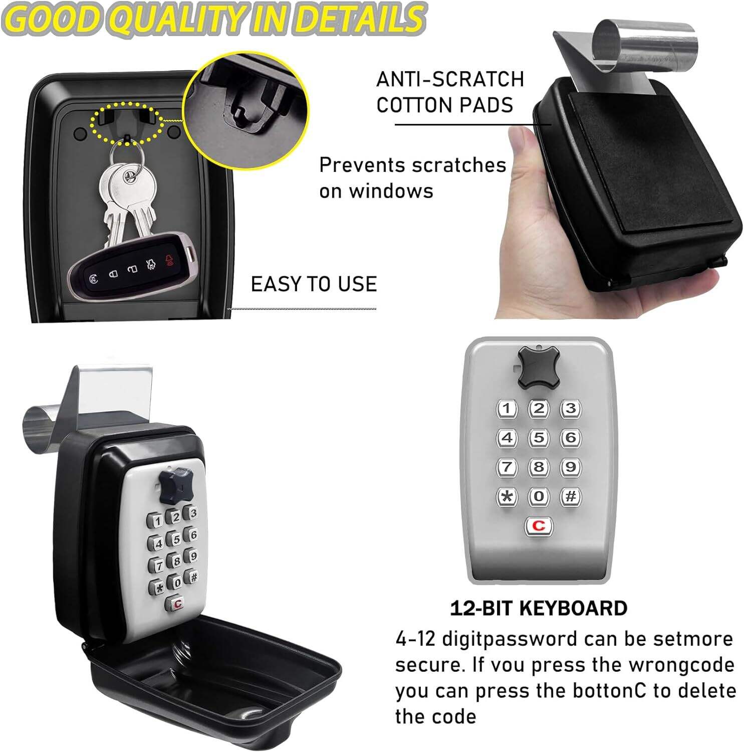 Car Window Key Lock Box Outside Wall Mounted Combination Key storage box Waterproof Key Safe Storage Lock Box details