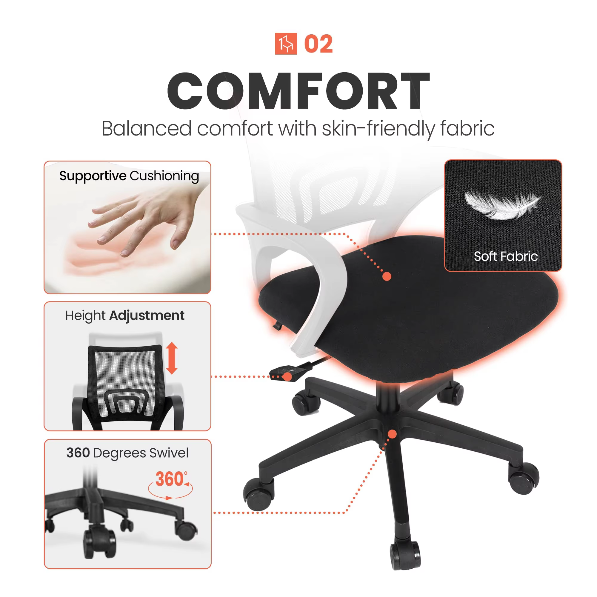 Office Furniture Comfortable Ergonomic Office Computer Chair Medium Back Office Swivel Chair supplier