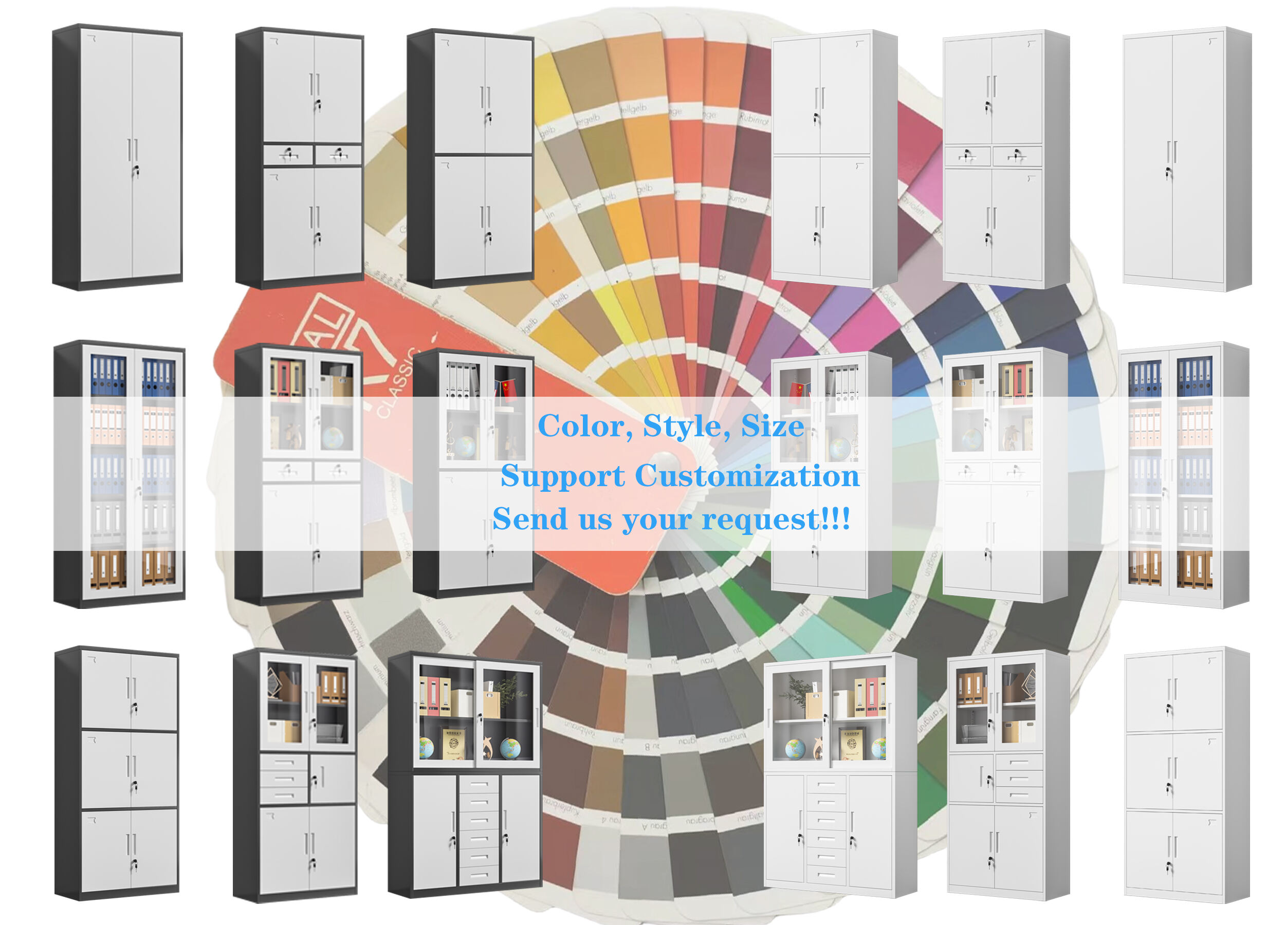 Luoyang Steel Commercial Office Furniture files storage glass door key lock cabinet customized size color metal filing cabinet manufacture