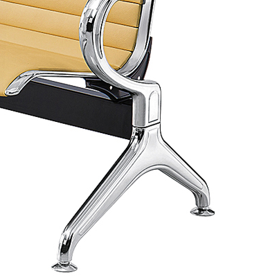modern black pu leather  stainless steel 3 seat public waiting chair for airport hospital  commercial spaces-0