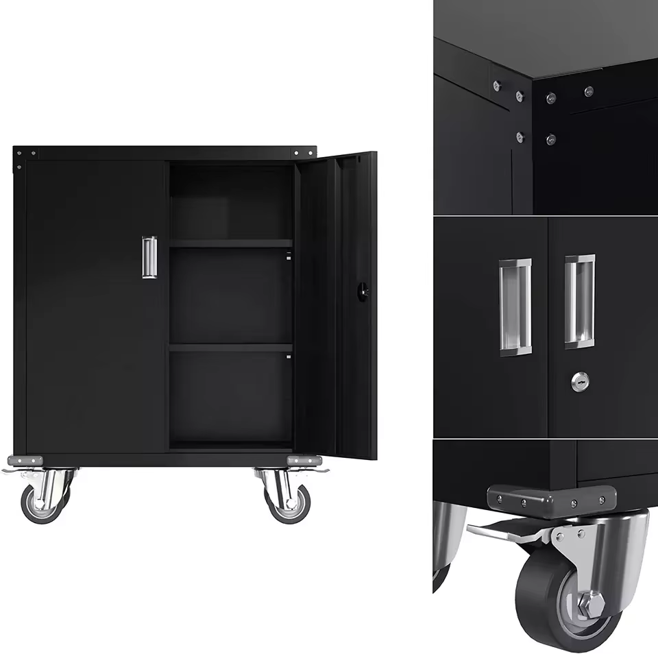 Office Furniture Low 2 Door Metal Filing Cabinet With Wheels and Shelf details