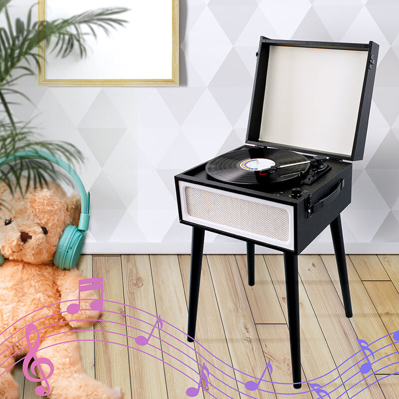 RP-02P Grammophonspieler 3-Geschwindigkeits-Tonabnehmer Multifunktions-Vinyl-Grammophon Mit 4-Beinen Stil Tonabspielgerät Mit BT&USB