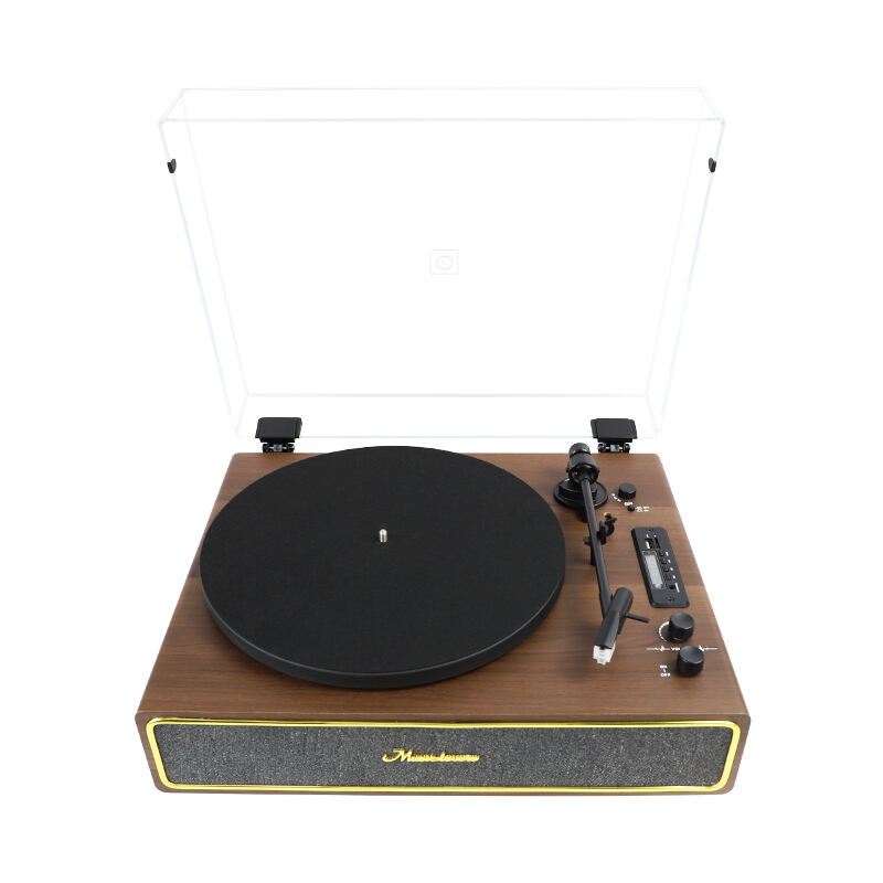 RP-12 Fabrikqualität BT Grammophon Schallplattenabspieler Bluetooth Schallplattenabspieler Hochwertiges Holz mit Staubabdeckung Mit Radiofunktion