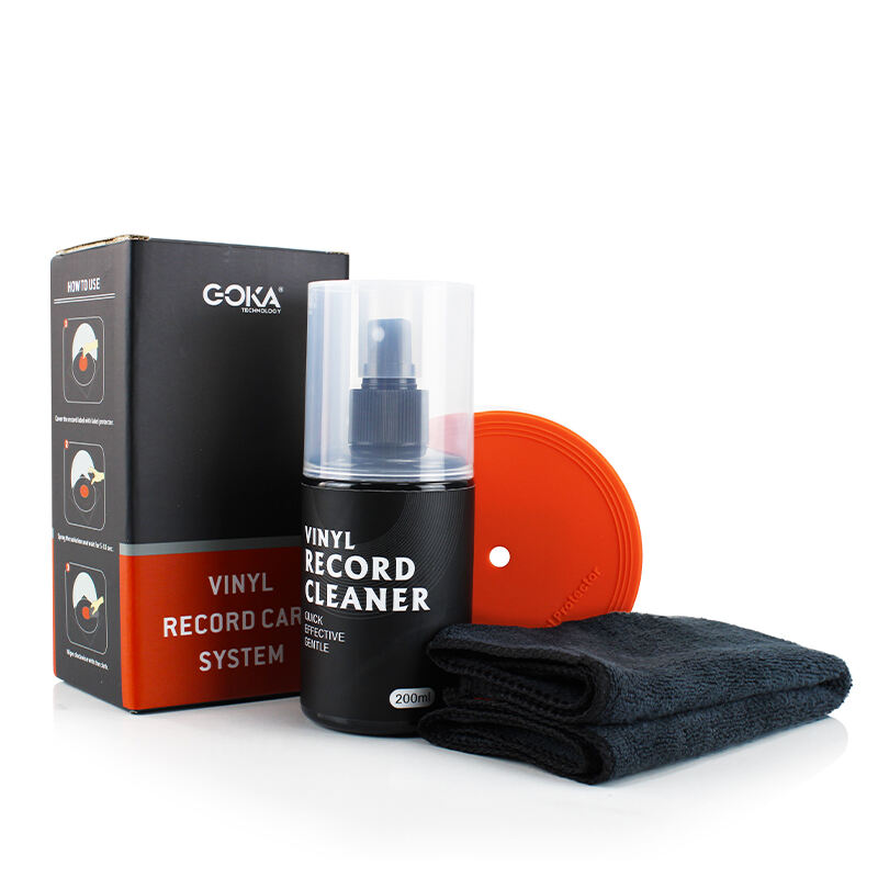 Prodotti della fabbrica 3in1 kit per la pulizia e manutenzione del piatto giradischi 200ml soluzione per la pulizia dei dischi, straccio in microfibra e cuscinetto in silicone da 105mm