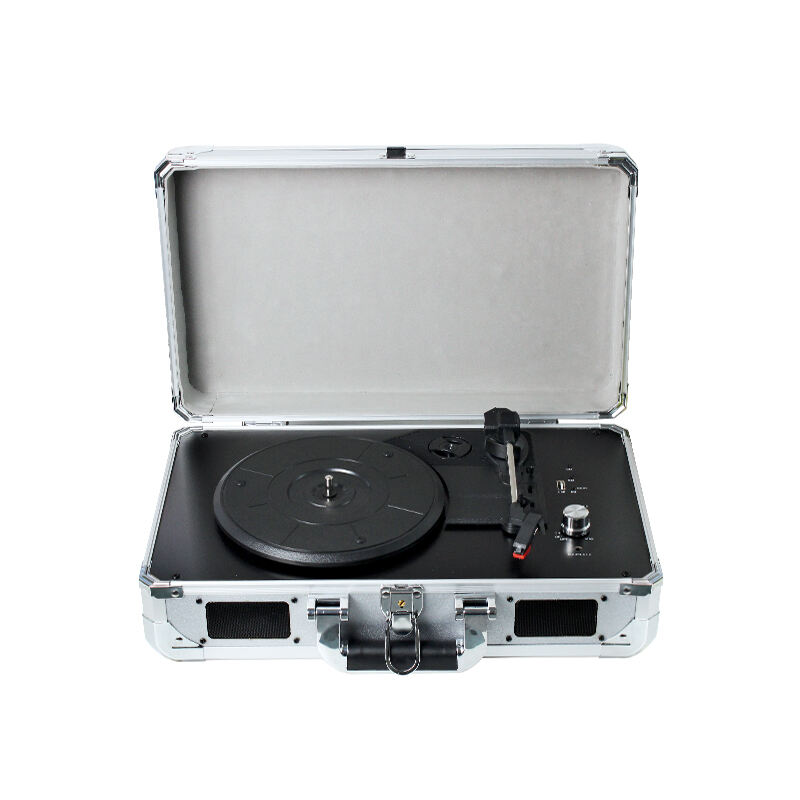 RP-04 Halbautomatisch Hochwertig Portabler Aluminiumkoffer 3 Geschwindigkeiten USB/ BT Plattenspieler Vinylspieler Koffergestaltung