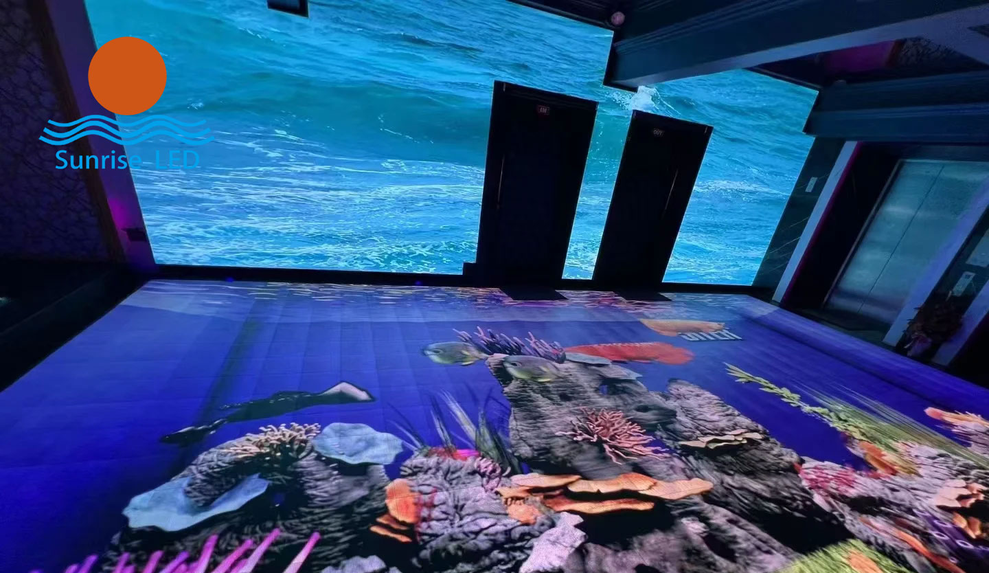What safety features does floor LED screen have for public use?