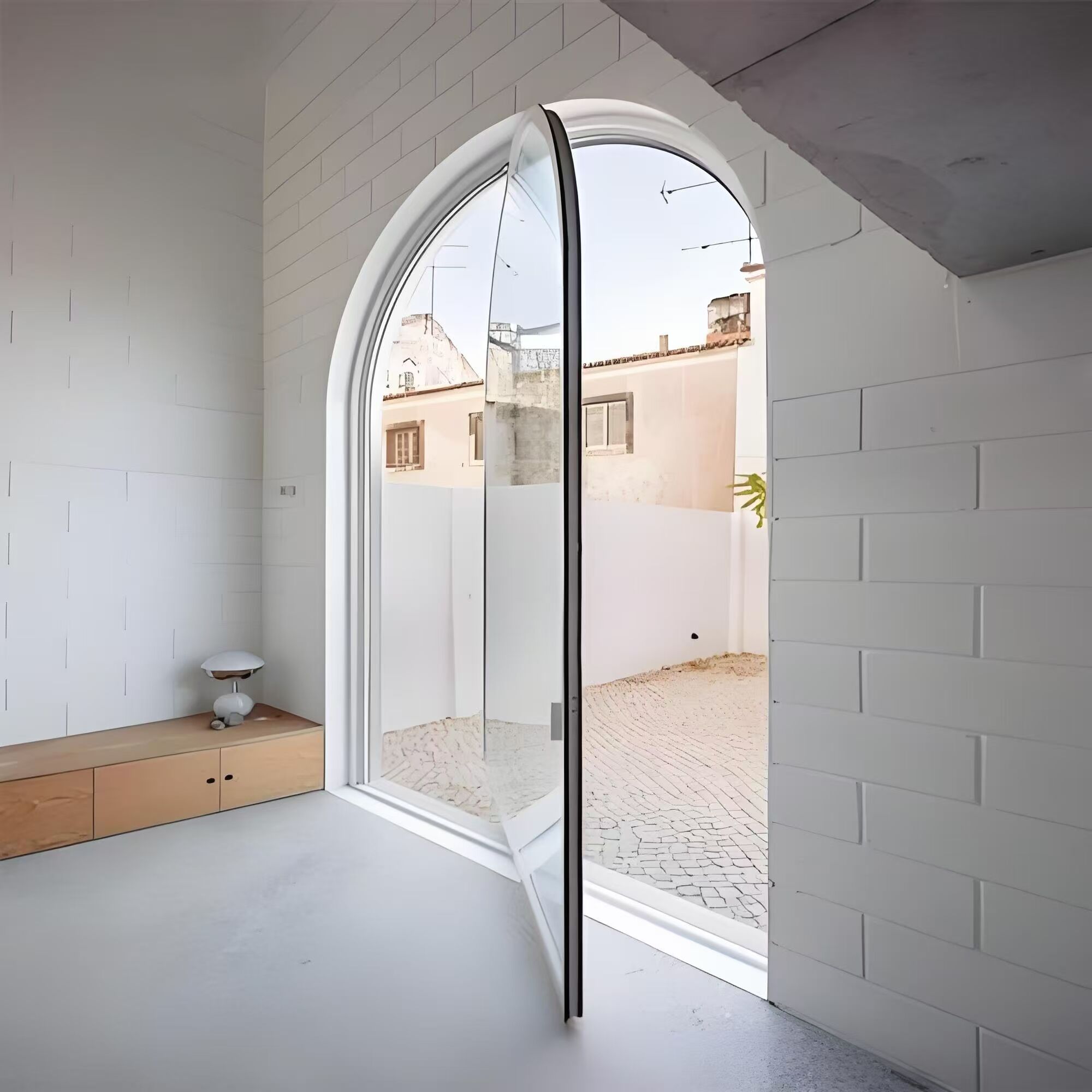 Modern high-rise forged iron vertical revolving door 1-hour fire-resistant glass compact steel pivot entrance