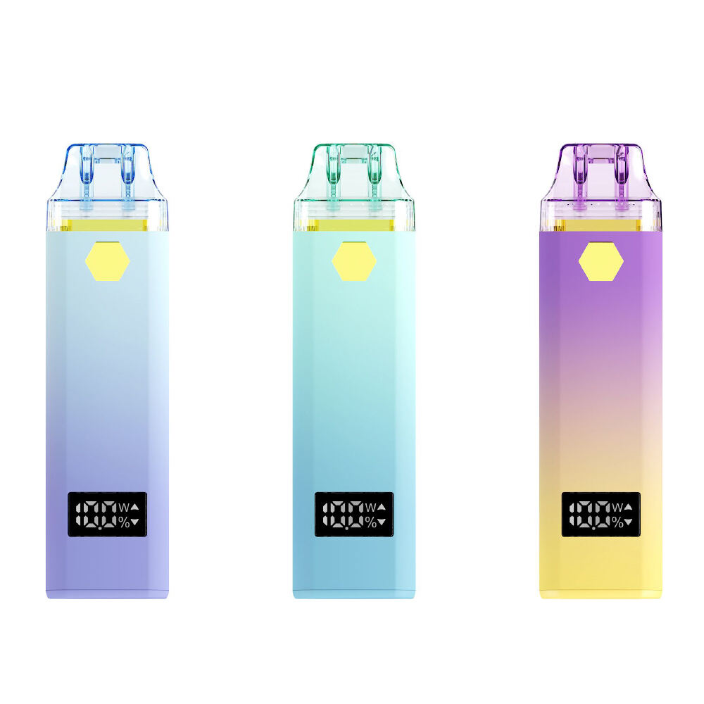 Vaporizador CBD/THC Descartável de Dupla Câmara com Três Sabores e Pré-aquecimento com Display de Tela