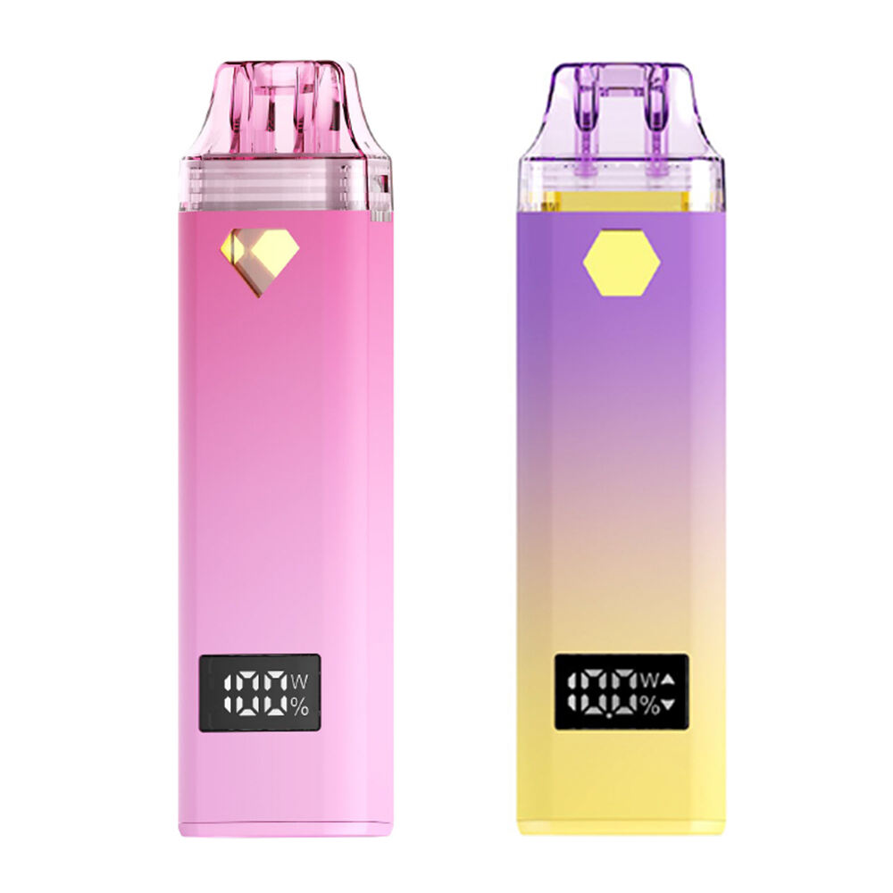 Vaporizador CBD/THC Descartável de Dupla Câmara com Três Sabores e Pré-aquecimento com Display de Tela