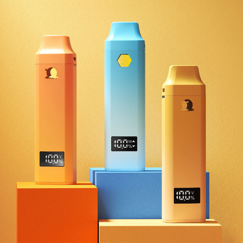 Vaporizador CBD/THC Descartável de Dupla Câmara com Três Sabores e Pré-aquecimento com Display de Tela