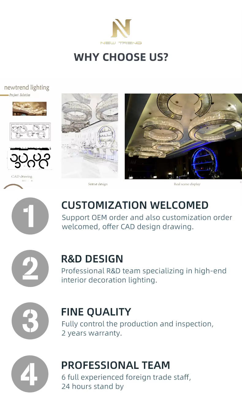 CPL-63 Custom Indoor Decoration Hotel Lobby Banquet Hall Large Glass Led Chandelier Pendant Light  manufacture