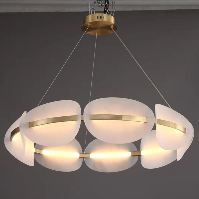 P5717 라이트 럭셔리 포스트모던 북유럽 전구 구리 아크릴 거실 식당용 LED 샹들리에