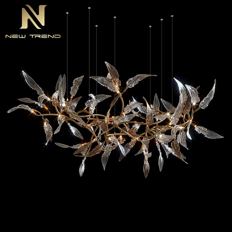 CPL-337 Modern Style Indoor Decoration Lamp Glass Leaf Led Chandelier Pendant Light