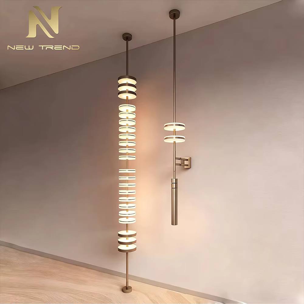CPL-481 Luxury Brushed Bronze Wall Sconce – Modern Dual Acrylic Disc LED Lamp for Boutique Hotel Corridor