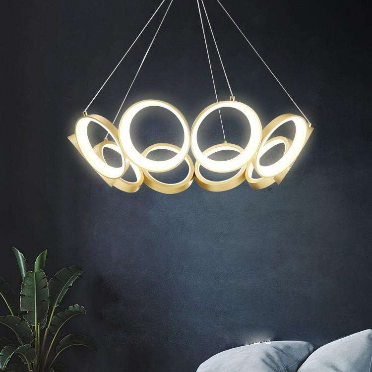 P5361 모던 골드 링 조명 창의적인 거실 및 다이닝룸 아크릴릭 LED 샹들리에