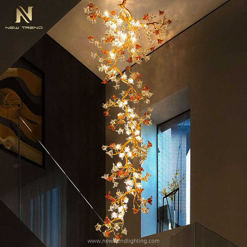 How a staircase chandelier transforms a grand entrance into an art gallery.
