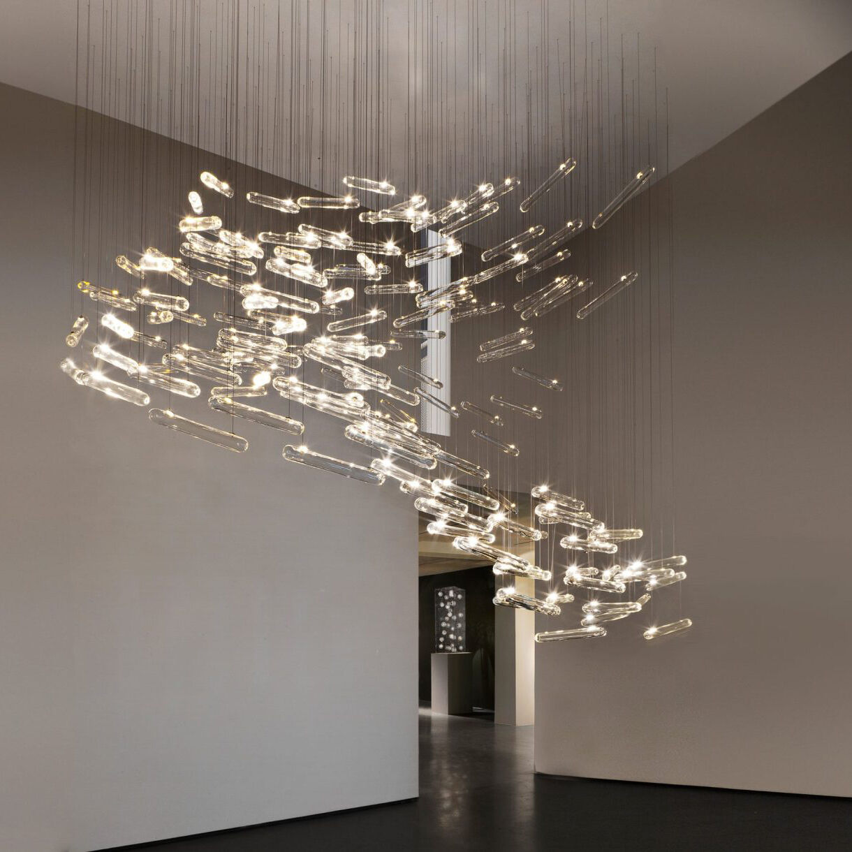 Customized Hotel Large Glass LED Chandelier Installation Testing and Delivery