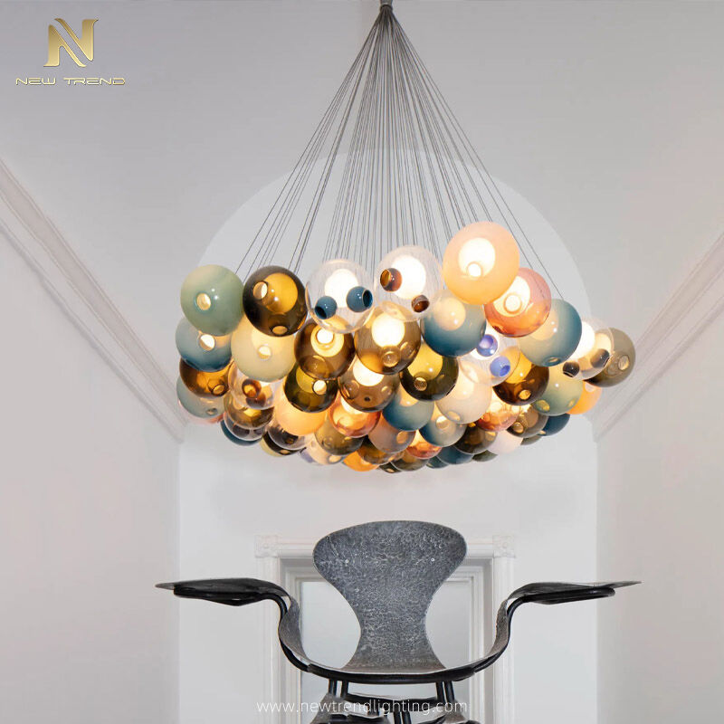 What are the aesthetic benefits of a hand-blown glass chandelier?