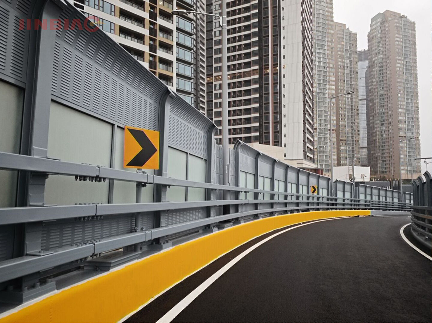 Macao elevated bridge curved sound insulation barrier