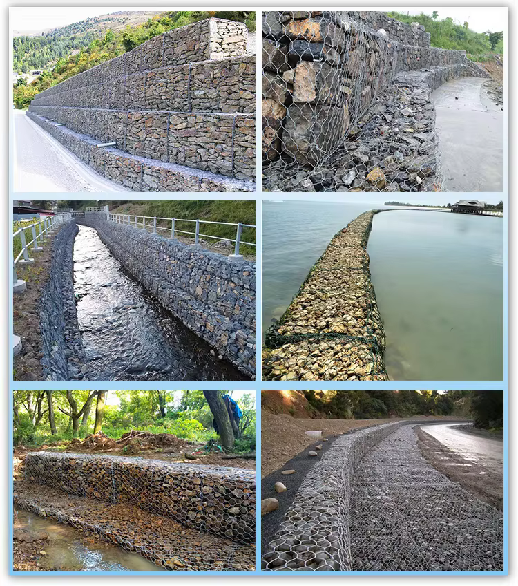 hot dipped galvanized gabion wire mesh netting 80x100mm hexagonal basket with bending and welding services made of iron wire-1