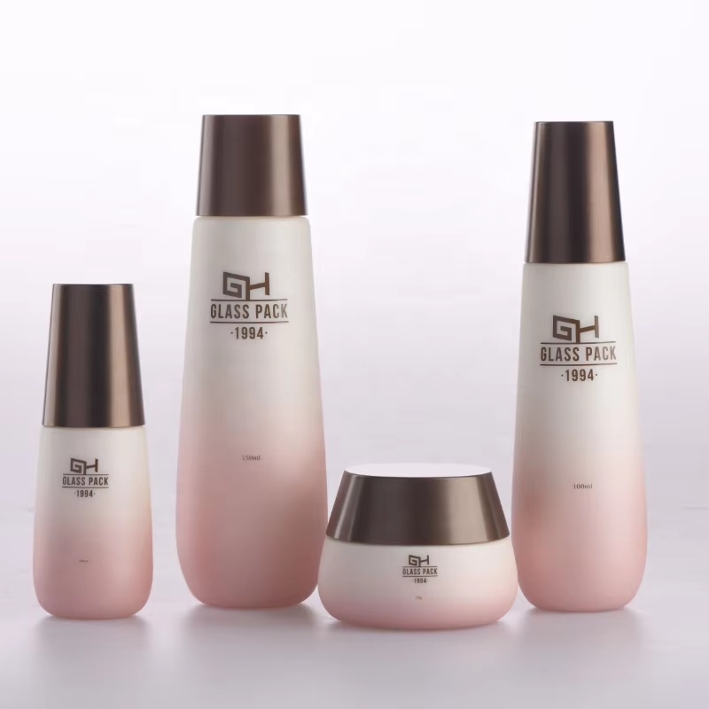 40/100/150 ml opalinė stiklinė buteliukų ir 50 g indelis su skysčių pompa ir sukamąja dangteliu