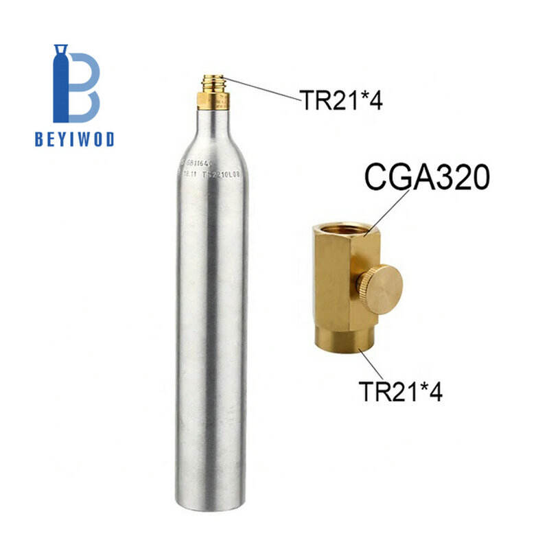 Bodova 0.6L, bočica za sode CO2 bočica, 150 bar / 2200 psi visoki tlak bočica za sode od aluminija CO2 cilindar s klupetom TR21*4