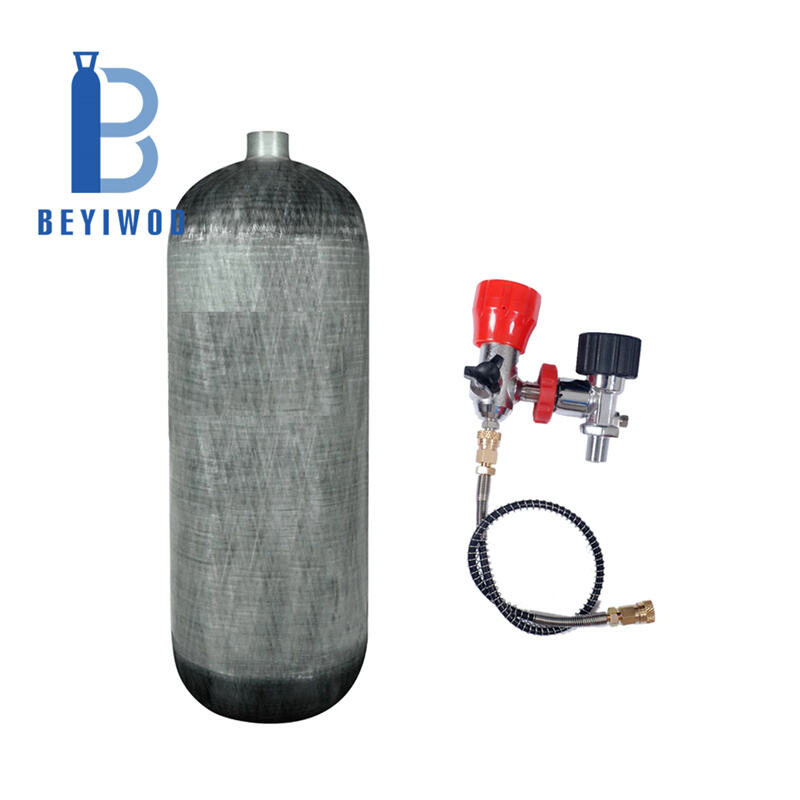 гмуркачески резервоар за подводно гмуркане с налягане 4500 psi, 9 л, от въглеродно влакно, със сертификат CE