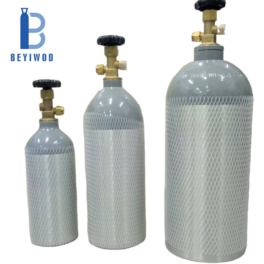 Réservoir de CO2 de 1,5 lb, 2,5 lb, 5 lb, 10 lb, 20 lb, cylindre de réservoir de gaz CO2 de qualité alimentaire en aluminium DOT-3AL 1800 psi pour boissons