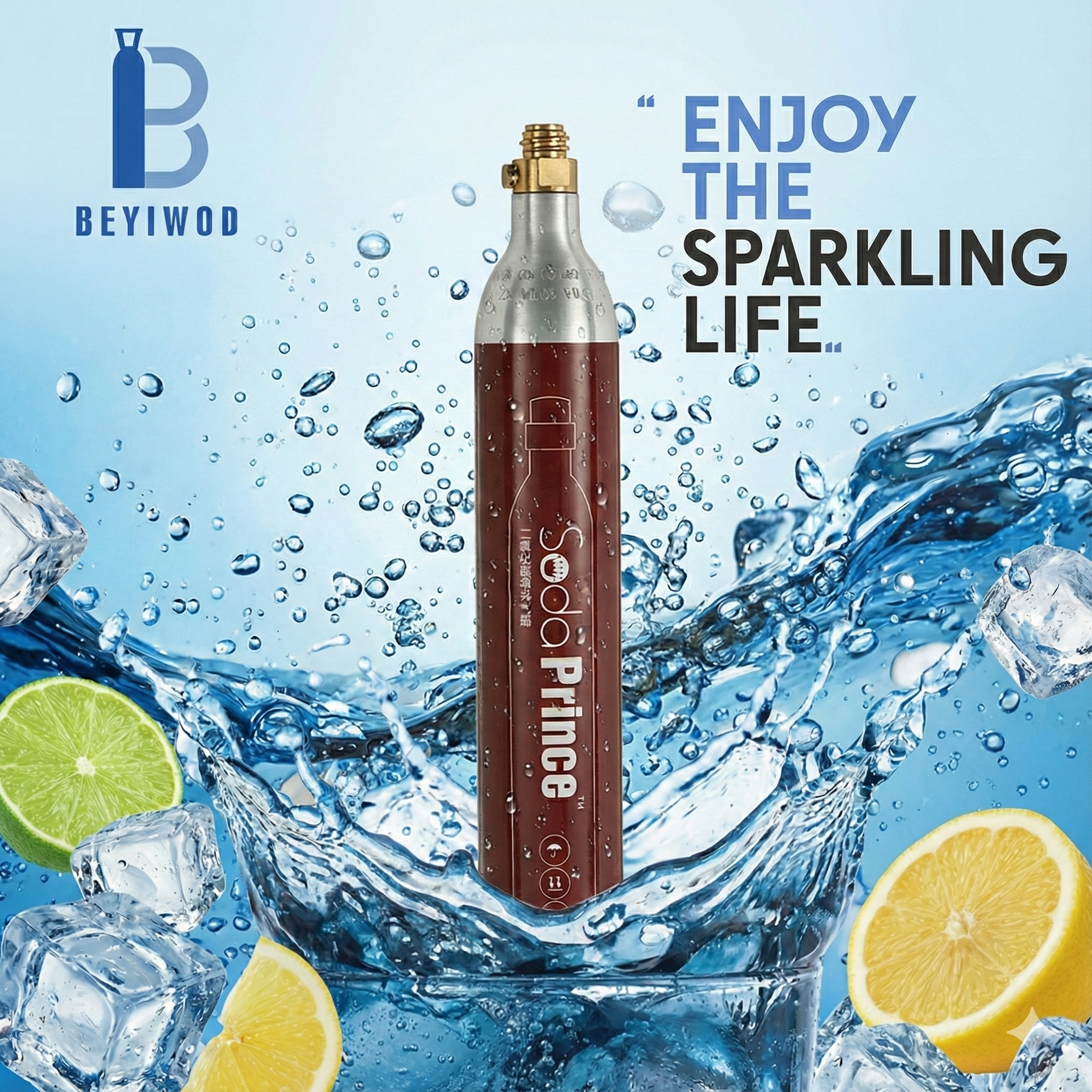 CO2 балон с сертификати CE и DOT, пълнен повторно за газирана вода и персонализируемо решение 0,6 L