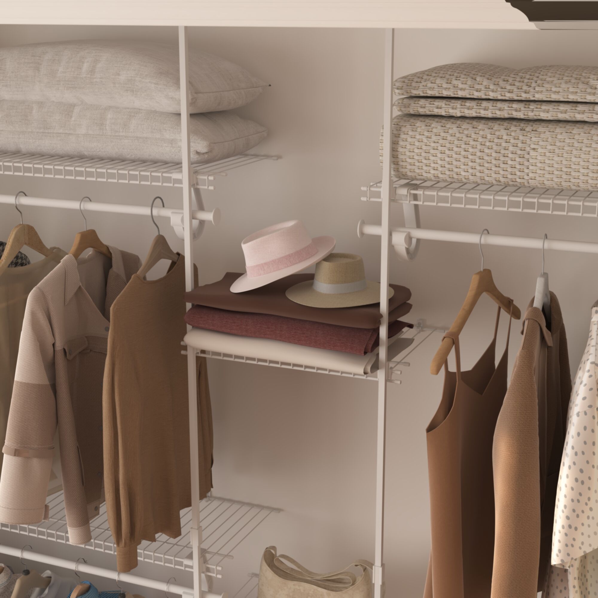 ECOMUL5-8 DIY Walk in Closet Systems Metal Wire Shelf Closet Organizer Storage Wardrobe