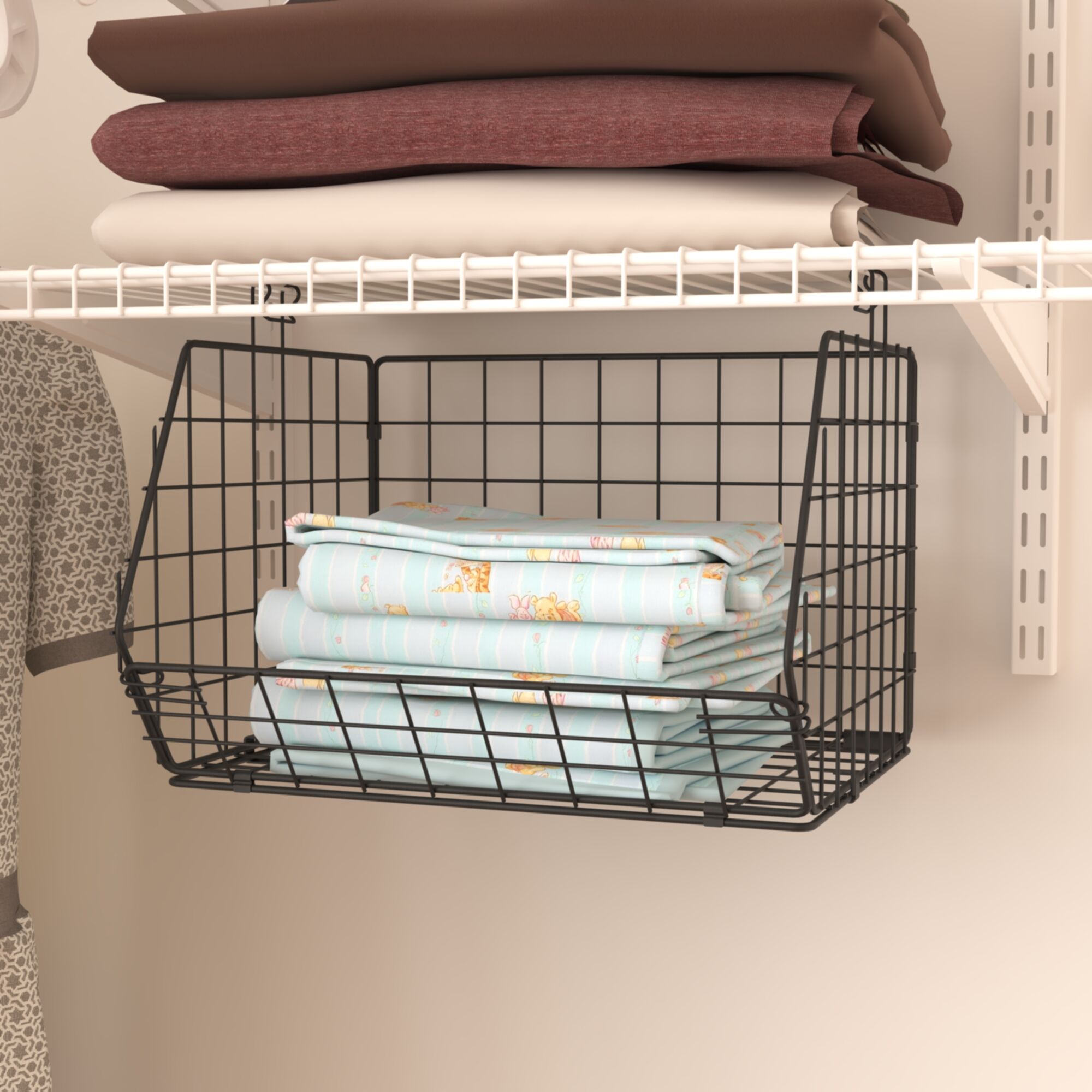 foldable iron storage basket for wardrobe closet systerm