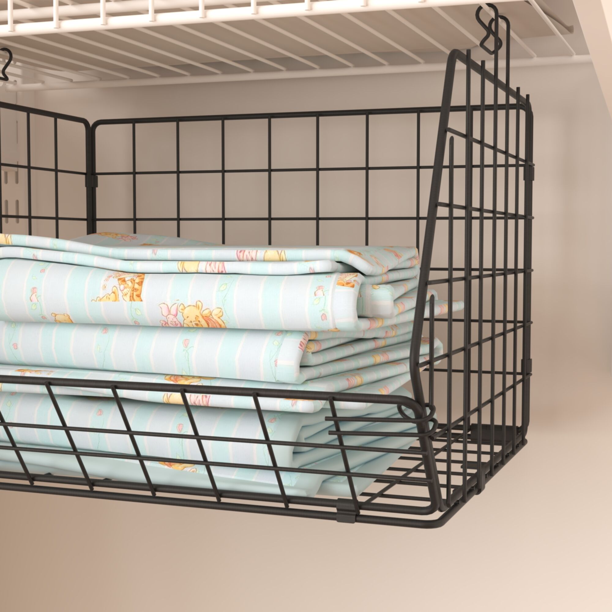 foldable iron storage basket for wardrobe closet systerm