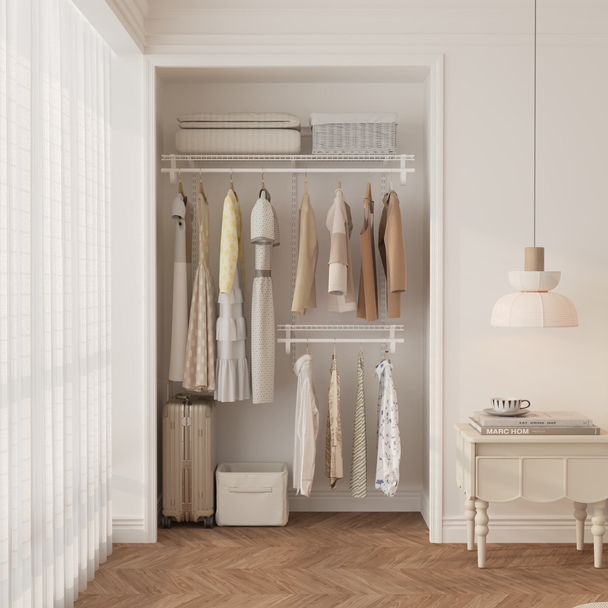 CLOSETART QUT2-4 Affordable Walk in Closet Systems Metal Wire Shelf Closet Organizer Storage Wardrobe