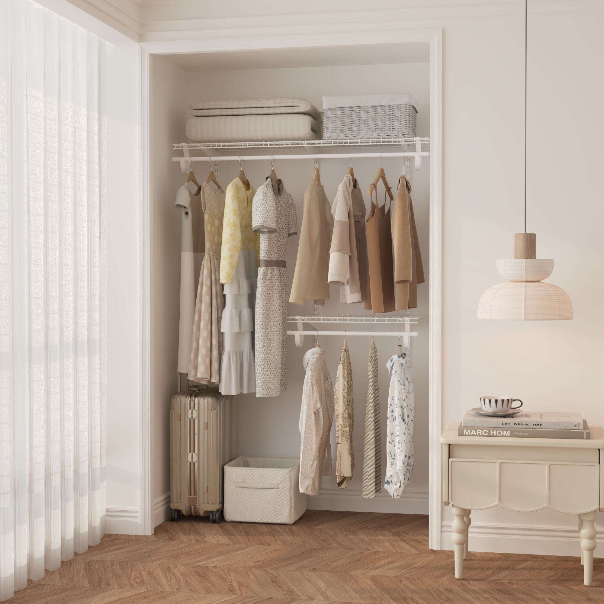 CLOSETART QUT2-4 Affordable Walk in Closet Systems Metal Wire Shelf Closet Organizer Storage Wardrobe