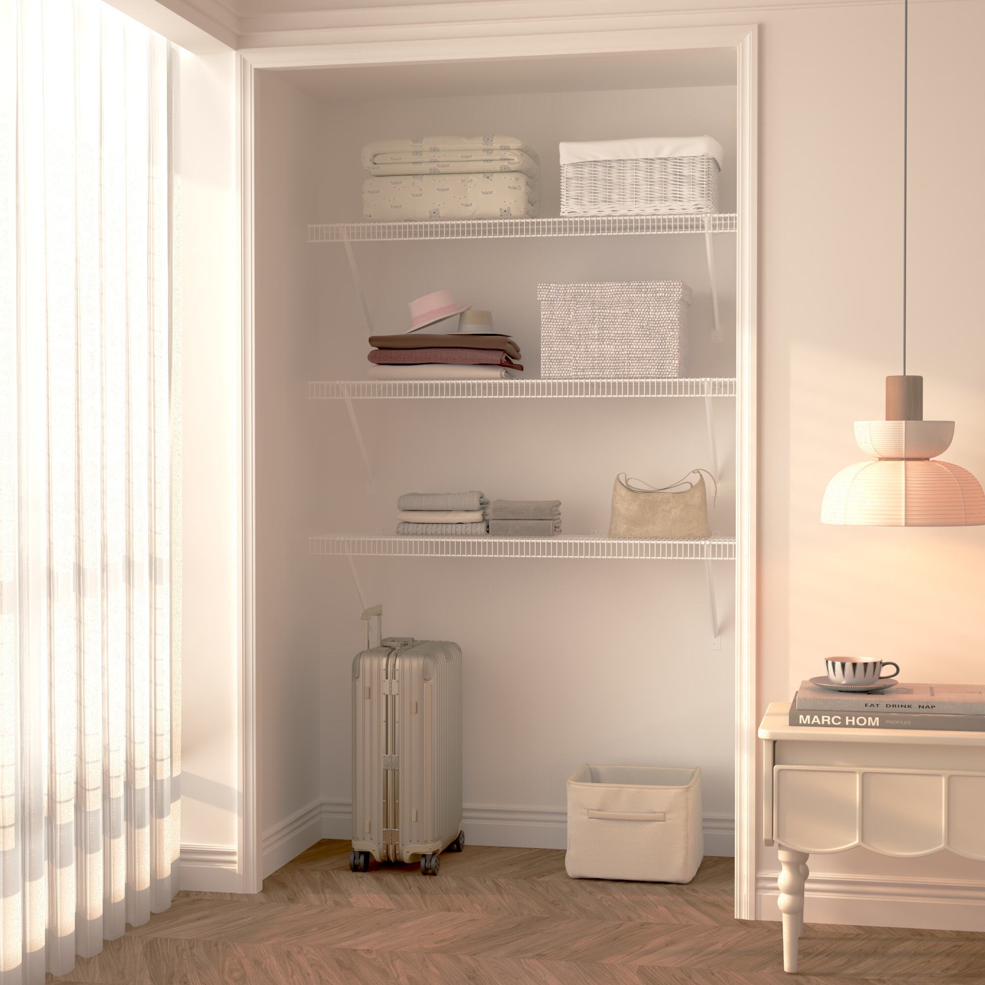 Affordable Walk in Closet Systems Tight Mesh Metal Wire Shelf Closet Organizer Storage Wardrobe