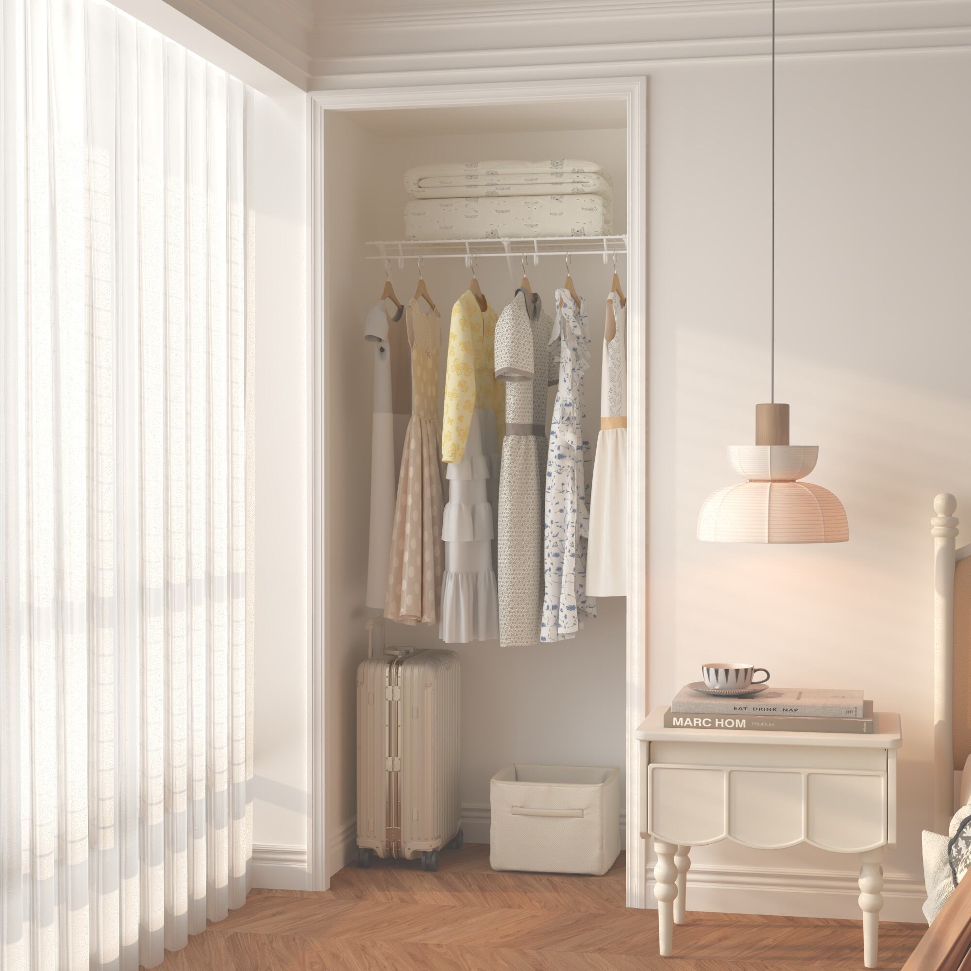 Affordable Walk in Closet Systems Full Slide Metal Wire Shelf Closet Organizer Storage Wardrobe