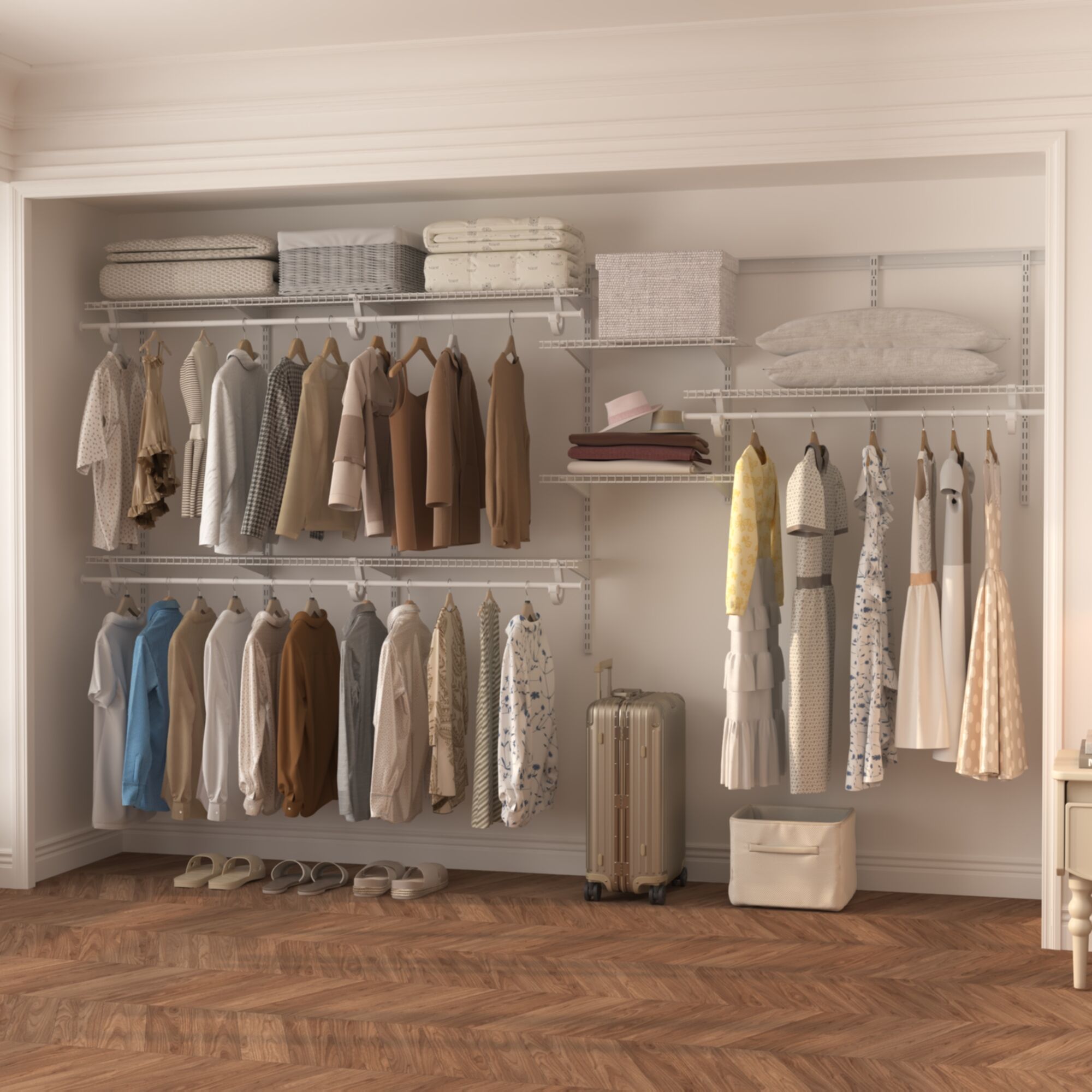 CLOSETART QUT7-10 Affordable Walk in Closet Systems Metal Wire Shelf Closet Organizer Storage Wardrobe