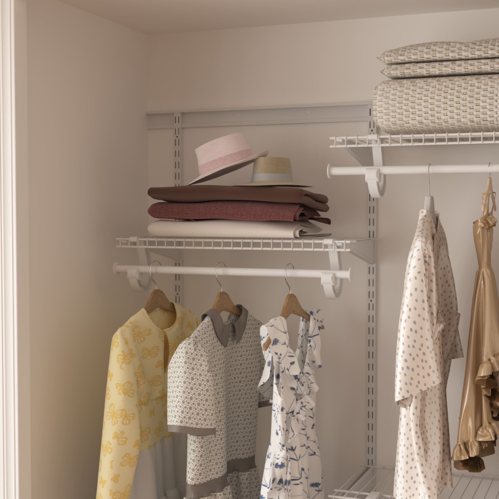 CLOSETART QUT4-6 Affordable Walk in Closet Systems Metal Wire Shelf Closet Organizer Storage Wardrobe