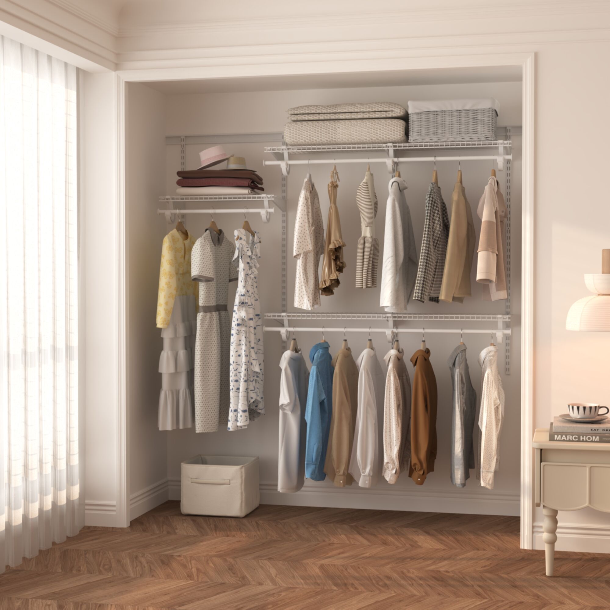 CLOSETART QUT4-6 Affordable Walk in Closet Systems Metal Wire Shelf Closet Organizer Storage Wardrobe