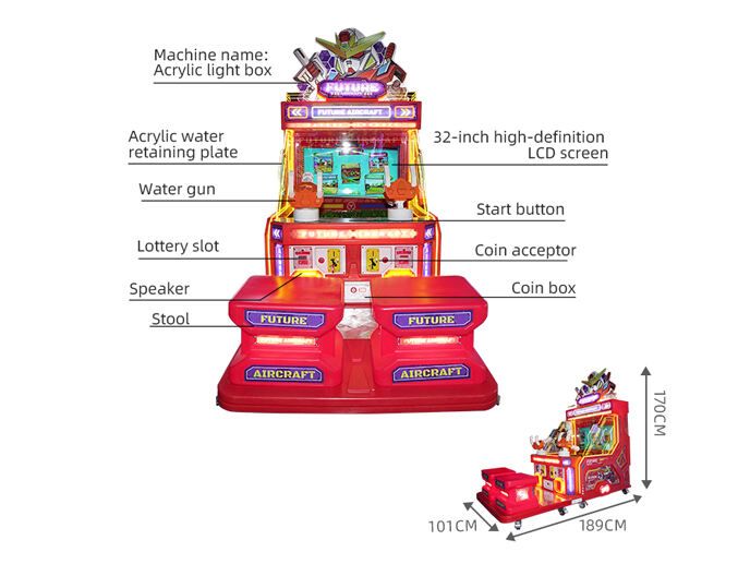 2 Players Future Aircraft Water Shooting Arcade Game Machine