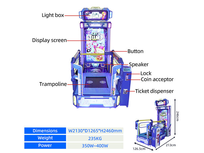 Let's Jump Kids Trampoline Jump Arcade Coin Operated Video Games