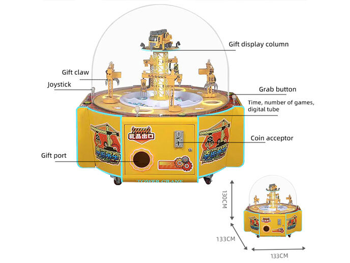4 Spieler Lucky Tower Crane Toy Fangklauenmaschine