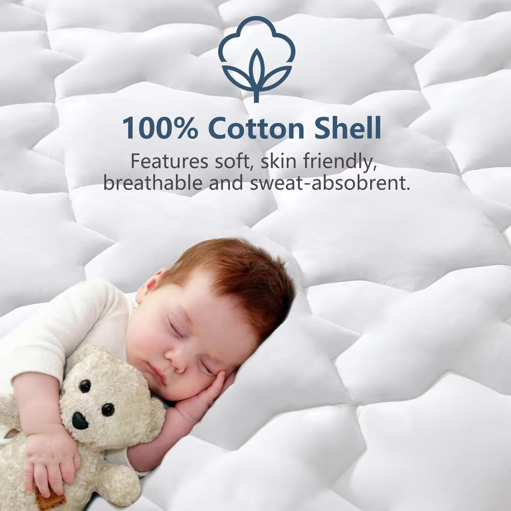 Custom Pattern Skin-friendly Breathable Cotton Top Bed Extra Thick Mattress Pad Toppers manufacture