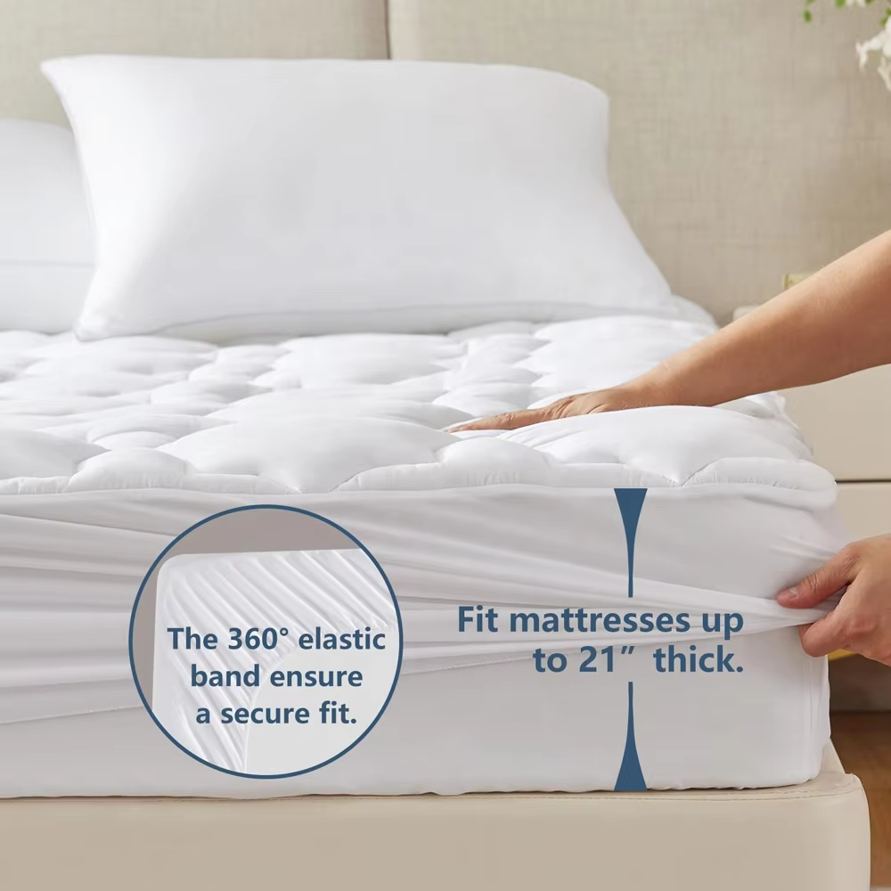 Custom Pattern Skin-friendly Breathable Cotton Top Bed Extra Thick Mattress Pad Toppers manufacture