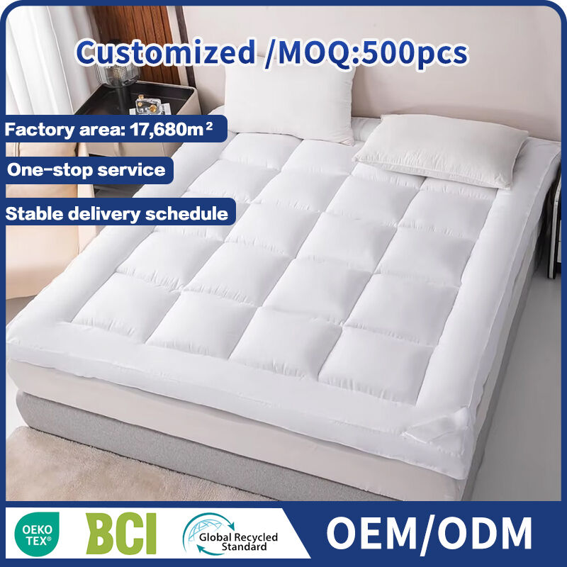 ผ้าคลุมที่นอนล้างทำความสะอาดได้ บรรจุใยกลวง หนา 10 ซม. พร้อมสายรัดยางยืด