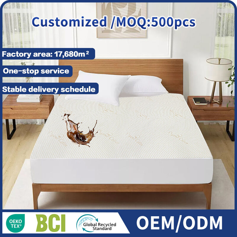 ขายส่ง ปกที่นอนกันน้ำจากผ้าฝ้ายออร์แกนิกธรรมชาติ ยืดหยุ่น ป้องกันภูมิแพ้ สำหรับเตียง