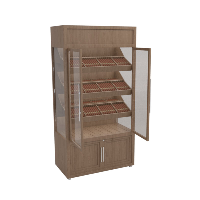 Exhibidor de madera grande para puros, vitrina, humidor, exhibidor de puros con vidrio