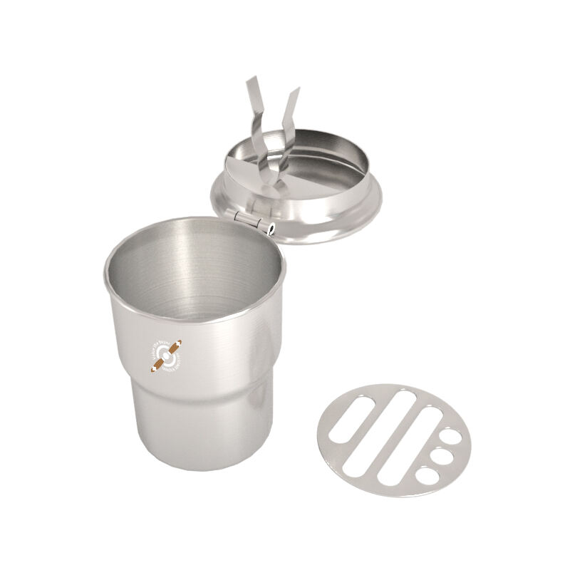 Cenicero para portavasos de coche de acero inoxidable con tapa y porta-cigarros incorporado